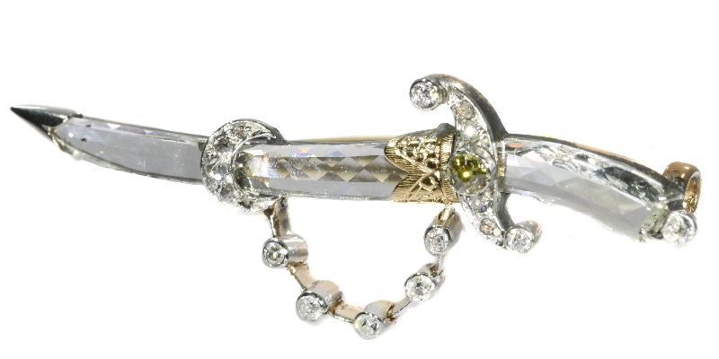 Antique sword brooch from solid pieces of diamond cut into hilt and blade shape (image 3 of 7)